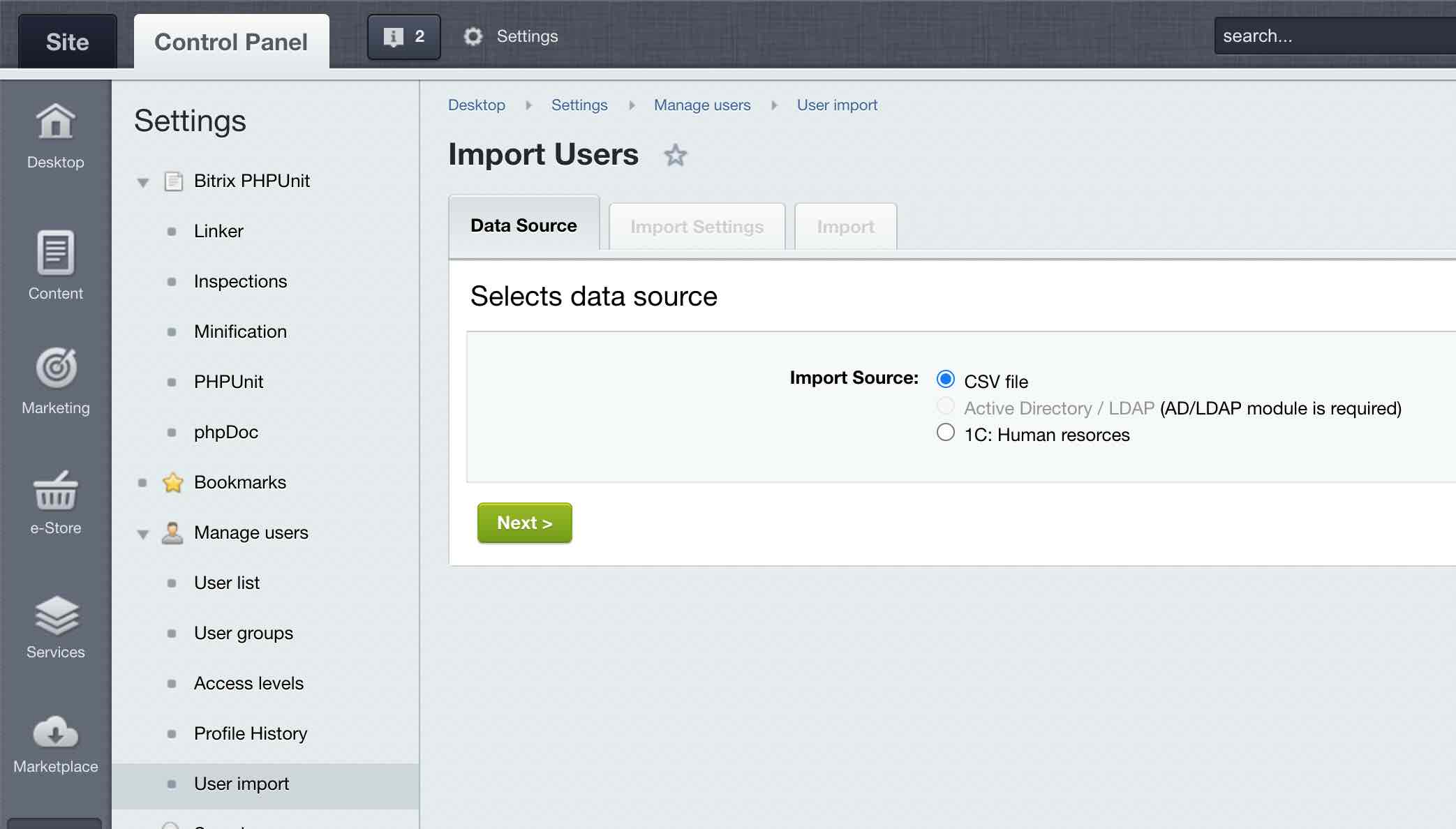 Importing users from CSV File