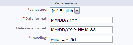 Defining language parameters for a site